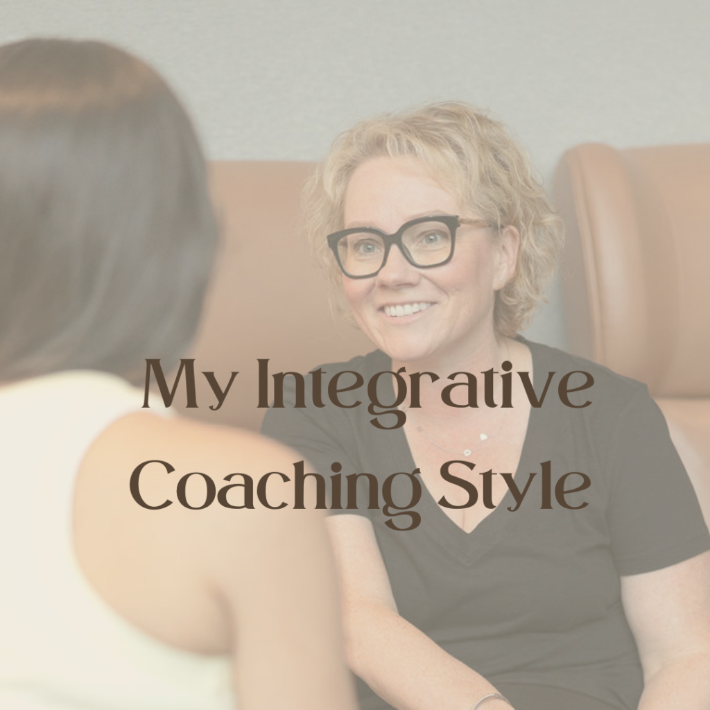 Cindy gordon and a business coaching client with a text overlay that says My Integrative coaching style