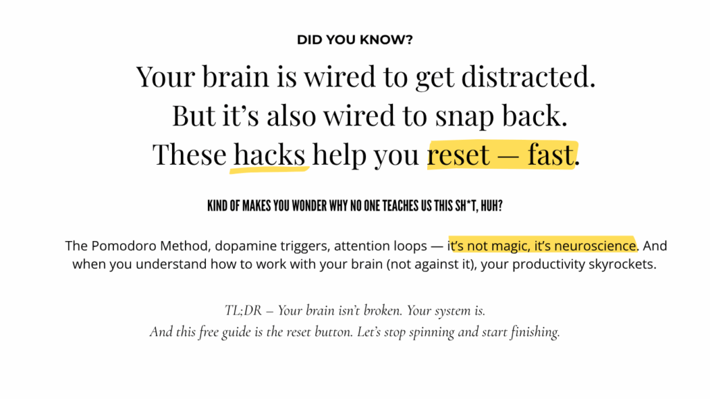 ad copy Your brain is wired to get distracted.
But it’s also wired to snap back.